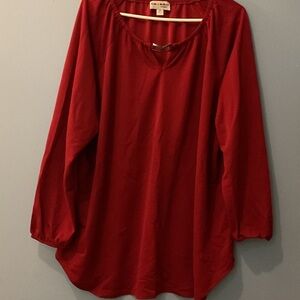 Kate&Mallory vibrant Red shirt with silver neck buckle
